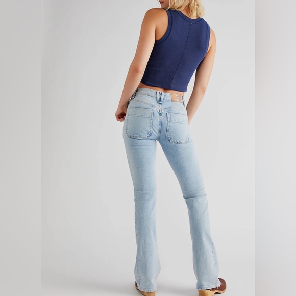 NWT Free People Aiden Slim Boot Jean Totally Buggin Blue Size 26 - Picture 2 of 12